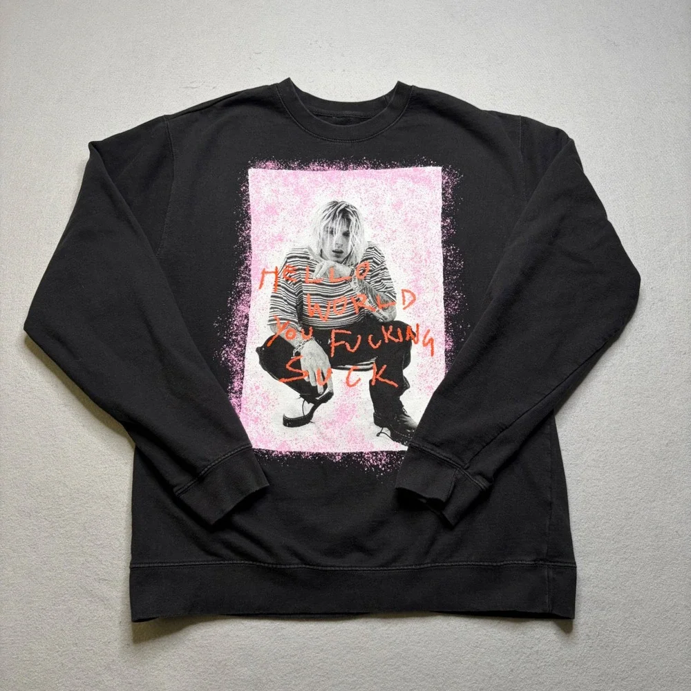 Machine Gun Kelly Crewneck Mens L Black Tickets To My Downfall Tour 2021 Graphic
